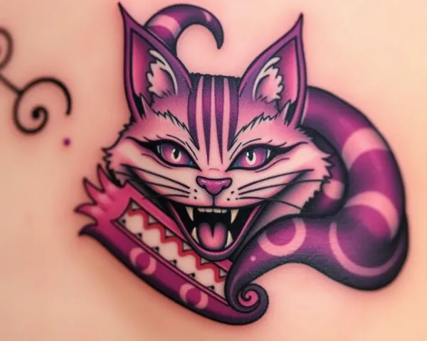 Imágenes de Tatuaje de Gato Cheshire para Inspiración de Diseño Lúdico