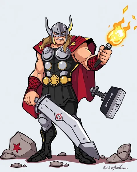 Imágenes de Thor en ilustraciones de cómic coloreadas