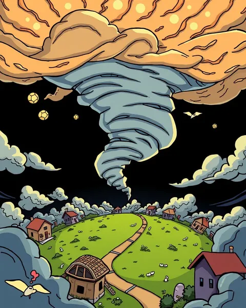 Imágenes de Tornado Colorido en Estilo de Dibujos Animados