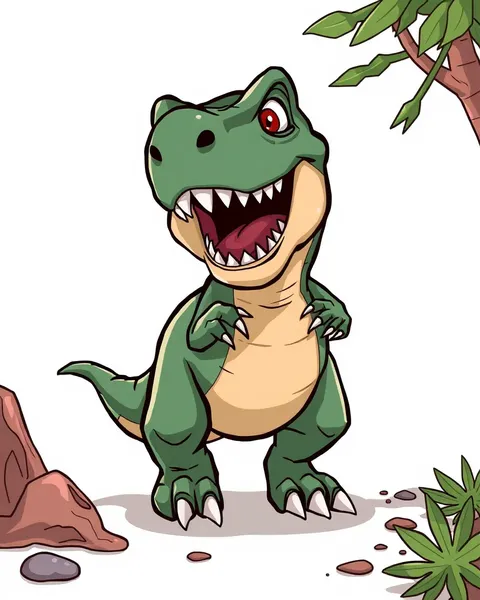 Imágenes de Trex de dibujos animados con diseños coloridos y vibrantes