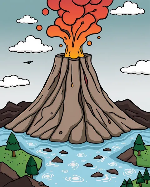 Imágenes de Volcanes de Dibujo en Acción