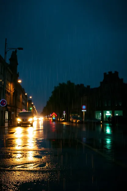 Imágenes de buenas noches de calles de la ciudad lluviosa nocturna