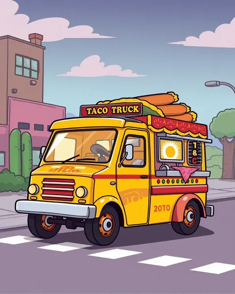 Imágenes de camioneta de tacos pintorescas de dibujos animados para humor