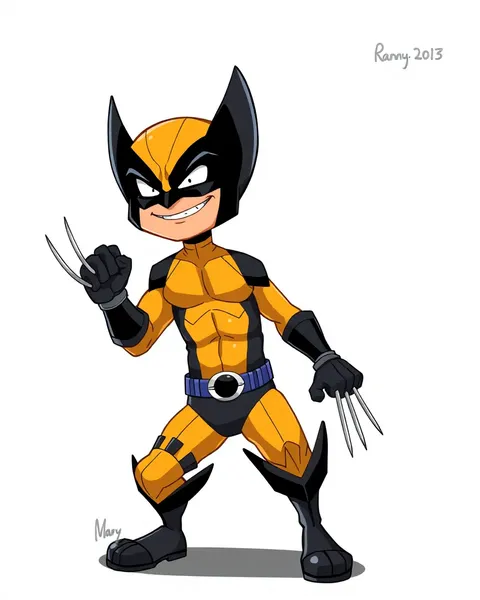 Imágenes de caricatura de Wolverine que destacan al personaje félido feroz