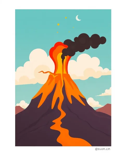 Imágenes de caricatura de volcán en erupción para arte de animación