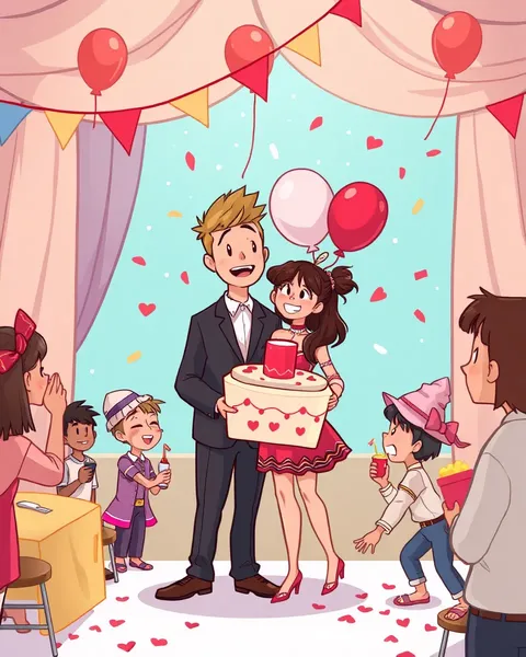 Imágenes de caricatura whimsical capturan momentos de celebración