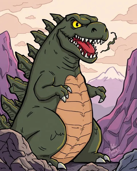 Imágenes de caricaturas de Godzilla con efectos impresionantes