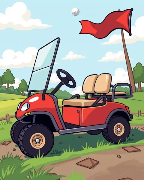 Imágenes de carritos de golf de dibujos animados en ilustraciones coloridas