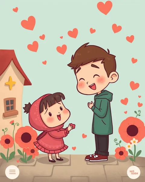 Imágenes de cartoon adorables de amor y maravilla whimsical