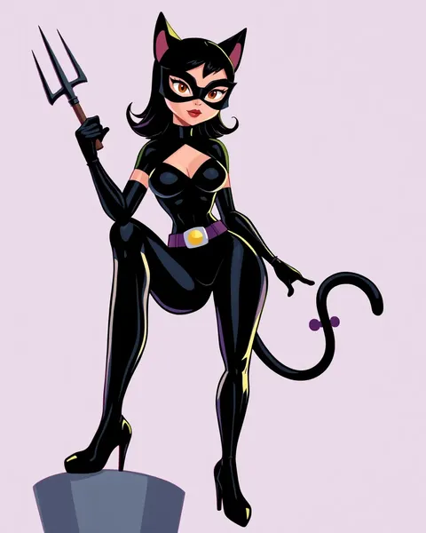 Imágenes de cartoon de Catwoman, escenas de peleas feline