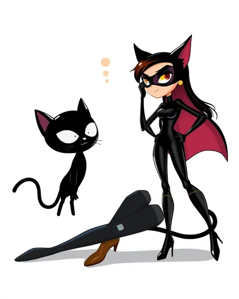 Imágenes de cartoon de Catwoman que muestran peleas ferozmente felines