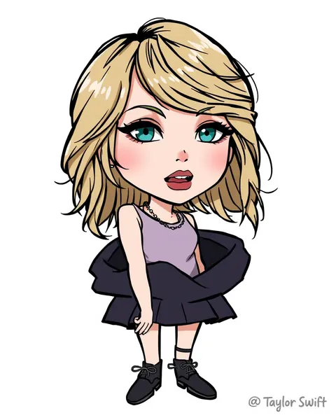 Imágenes de cartoon de Taylor Swift para promoción en redes sociales