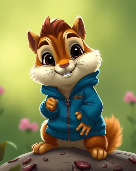 Imágenes de cartoon de ardillas chipmunk que ilustran la diversión de amigos del bosque