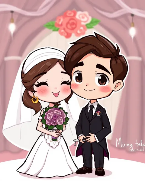 Imágenes de cartoon de novio y novia en planificación de bodas