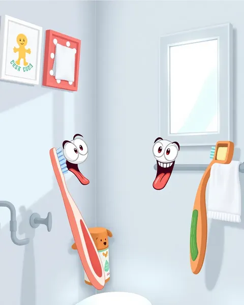 Imágenes de cepillos de dientes de caricatura alegre para el entretenimiento infantil