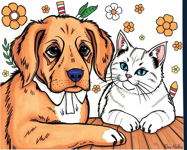 Imágenes de colorear de perros y gatos juntos