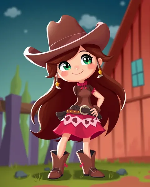 Imágenes de cowgirl en ilustraciones coloridas