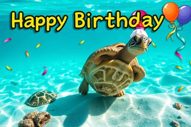 Imágenes de cumpleaños felices con colores brillantes y tortugas