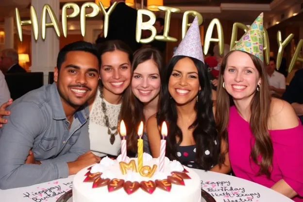 Imágenes de cumpleaños felices de Mia con globos brillantes