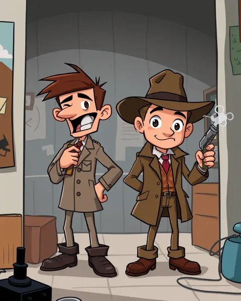 Imágenes de detective de cartoon desvelan misterios con facilidad