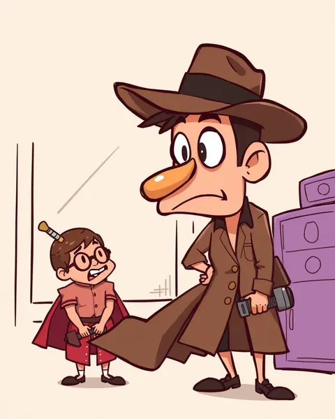 Imágenes de detective de dibujos animados: Trabajo de detective whimsical descubierto