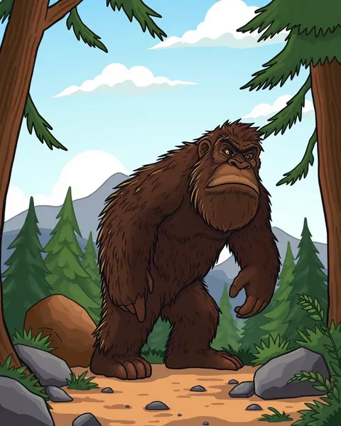 Imágenes de dibujos animados de Bigfoot muestran representación caricaturesca de seres legendarios