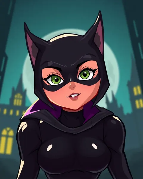 Imágenes de dibujos animados de Catwoman con aventuras feline fantasiosas