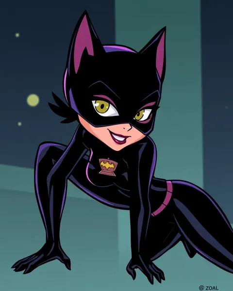 Imágenes de dibujos animados de Catwoman en colores vibrantes