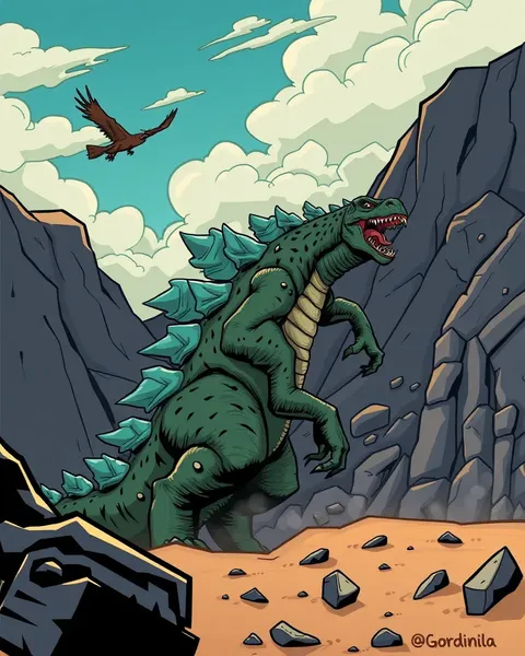 Imágenes de dibujos animados de Godzilla en caos animado