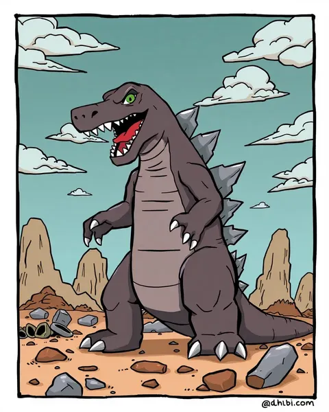 Imágenes de dibujos animados de Godzilla en escenas divertidas variadas