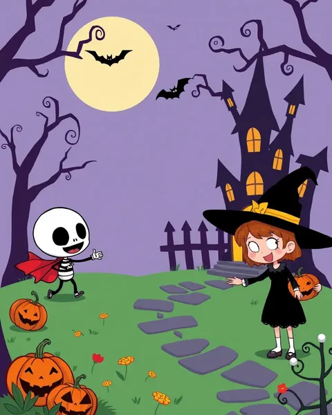 Imágenes de dibujos animados de Halloween con escenas espeluznantes y divertidas