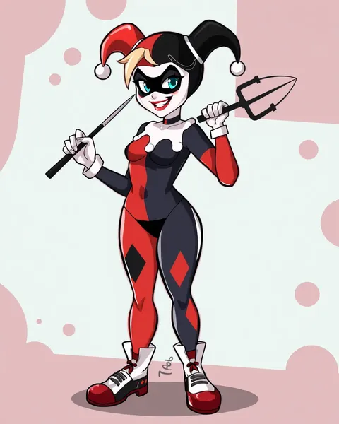 Imágenes de dibujos animados de Harley Quinn con colores vibrantes