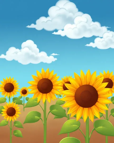 Imágenes de dibujos animados de girasol bellamente ilustradas