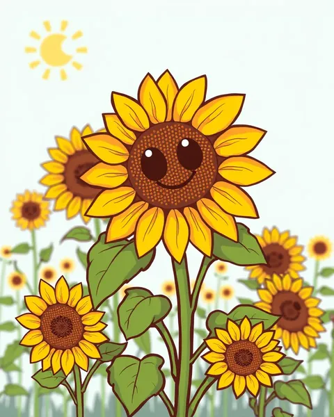 Imágenes de dibujos animados de girasoles ilustraciones mágicas