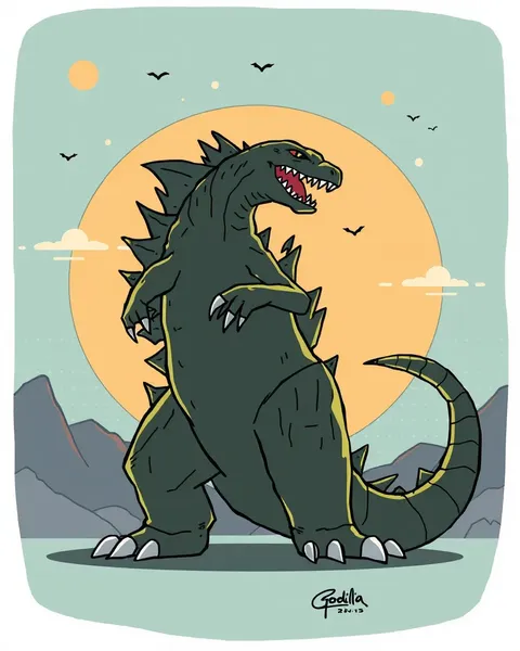 Imágenes de dibujos animados de rugido del monstruo Godzilla