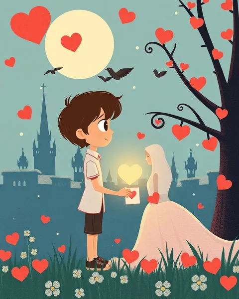 Imágenes de dibujos animados románticas vibrantes que llenan el corazón