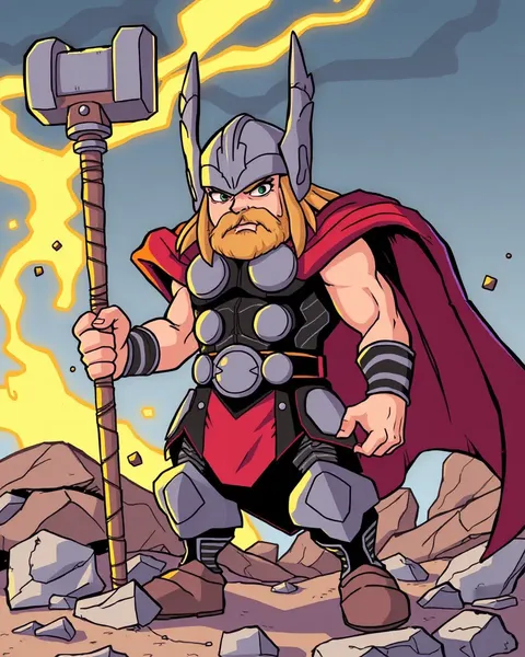 Imágenes de dibujos de Thor con su poderoso martillo