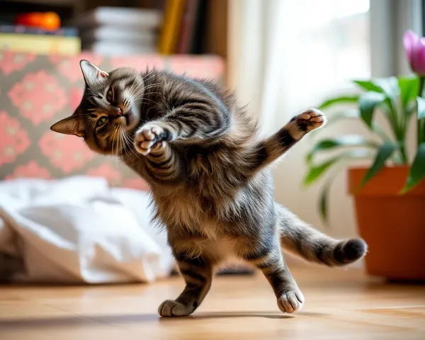 Imágenes de gato bailando muestran agilidad felina