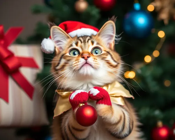 Imágenes de gato navideño divertidas para iluminar su día