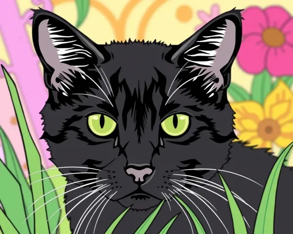 Imágenes de gato negro para colorear y imprimir