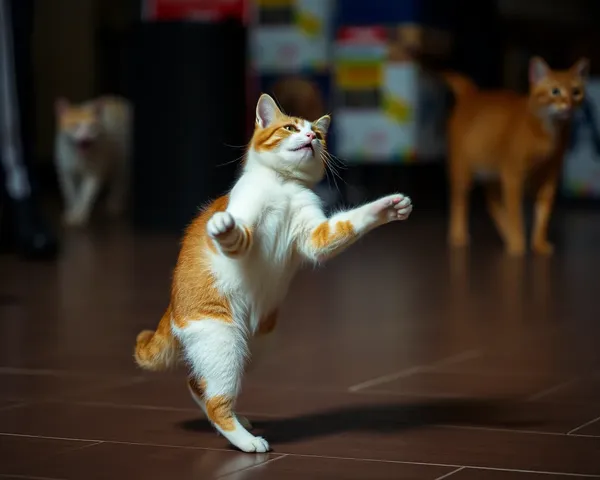 Imágenes de gatos bailando exhiben agilidad felina