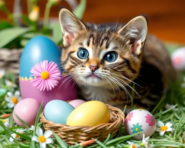 Imágenes de gatos de Pascua: una exhibición alegre y colorida