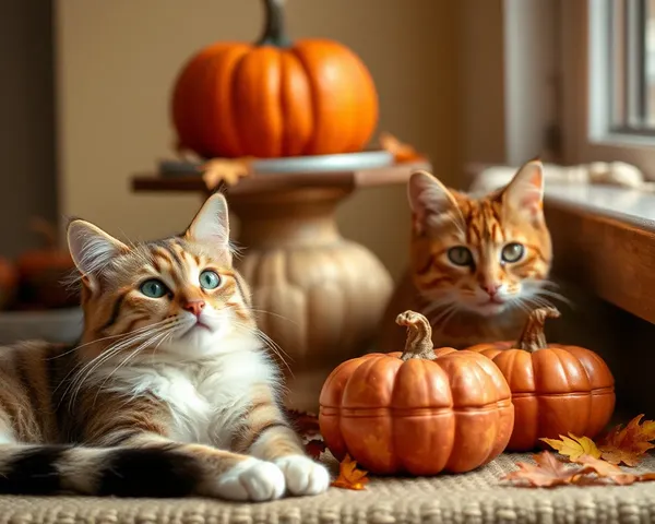 Imágenes de gatos y celebración de Acción de Gracias: una celebración alegre