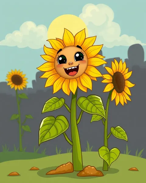 Imágenes de girasol de cartoon creaciones artísticas vibrantes