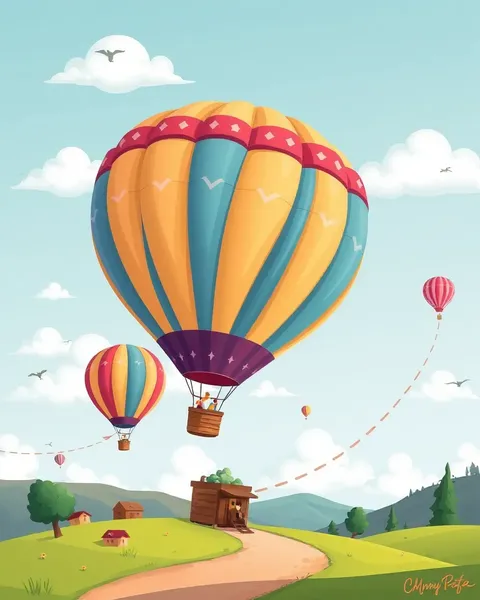 Imágenes de globo aerostático de dibujo animado whimsical para niños