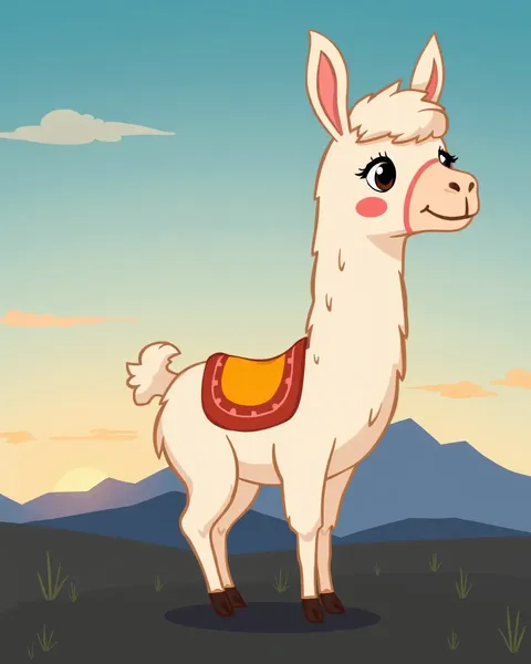 Imágenes de llama de cartoon con colores vibrantes y diseños