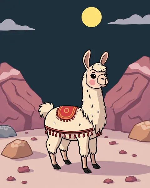 Imágenes de llama de dibujos animados coloridas para entretenimiento infantil