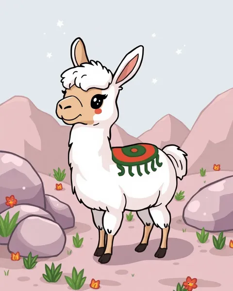 Imágenes de llama de dibujos animados con diseños whimsical y excéntricos