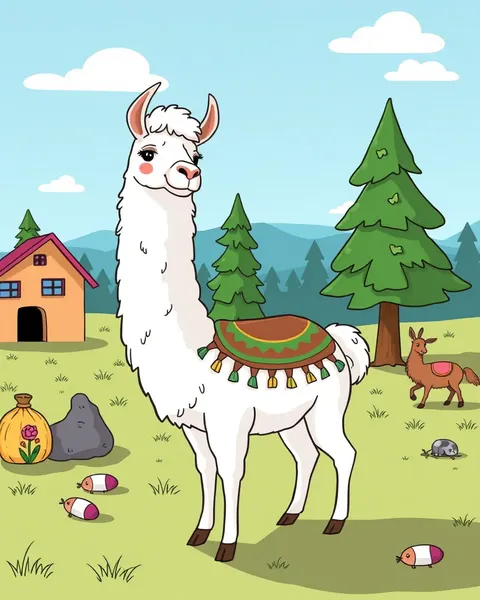 Imágenes de llama de dibujos animados con expresiones faciales divertidas