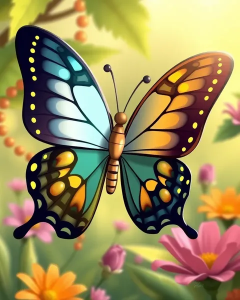 Imágenes de mariposa de cartoon con colores vibrantes